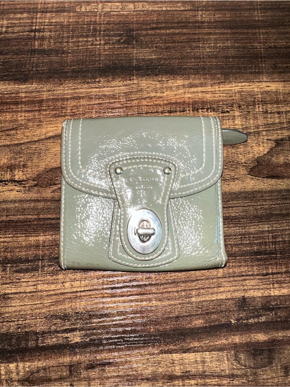 Vintage Coach Patent Leather Wallet - Sage Green